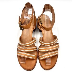 Madewell Lily Whipstitch Sandal Tan/White Leather size 7